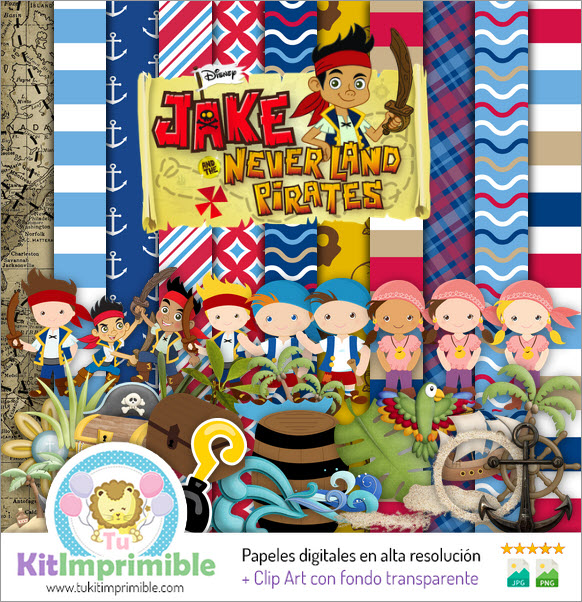 Digital Paper Jack Neverland Pirates M4 - Patterns, Characters and Accessories