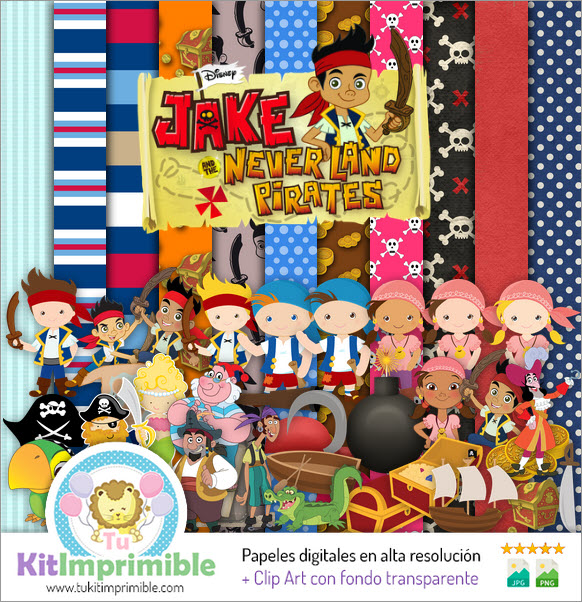 Digital Paper Jack Never Land Pirates M5 - Patterns, Characters and Accessories