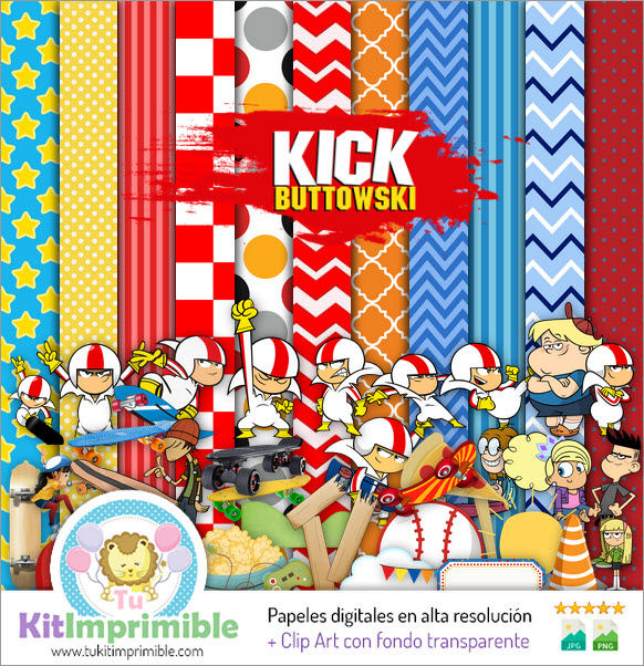 Kick Buttowski M1 Digital Paper - Patterns, Characters and Accessories