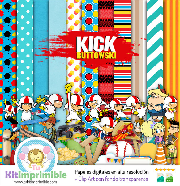 Kick Buttowski Digital Paper M2 - Patterns, Characters and Accessories