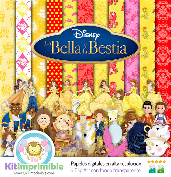 Digital Paper Beauty and the Beast M1 - Patterns, Characters and Accessories