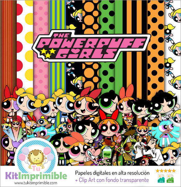 Papel Digital Papel Digital Las Chicas Superpoderosas M2 - Patrones,  Personajes y Accesorios