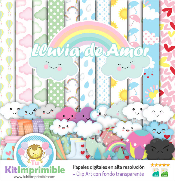 Papel Digital Lluvia de Amor M2 - Patrones, Personajes y Accesorios