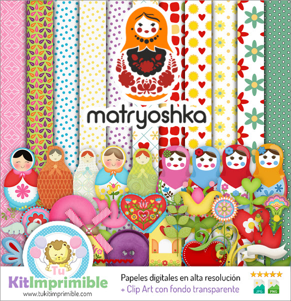Papel Digital Matrioshka M1 - Patrones, Personajes y Accesorios