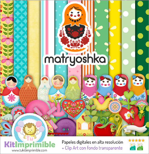 Papel Digital Matrioshka M4 - Patrones, Personajes y Accesorios