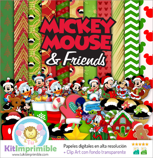 Mickey Mouse Christmas Digital Paper M2 - Patterns, Characters and Accessories
