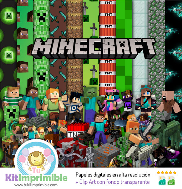 Papier numériquePapel Digital Minecraft M2 - Patrones, Personajes