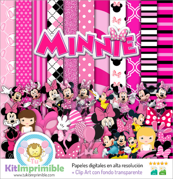 Digital Paper Pink Minnie Mouse Digital Paper M1 - Patterns, Characters and  Accessories