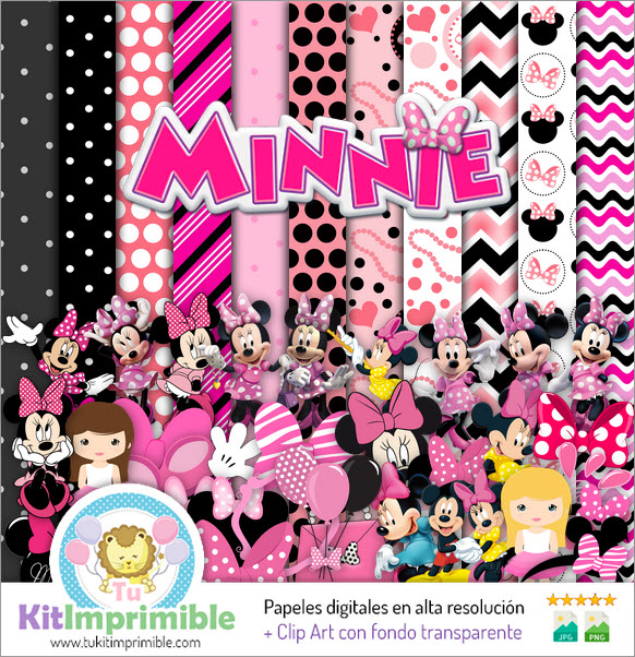 Papier Numérique Rose Minnie Mouse M2 - Patrons, Personnages et Accessoires