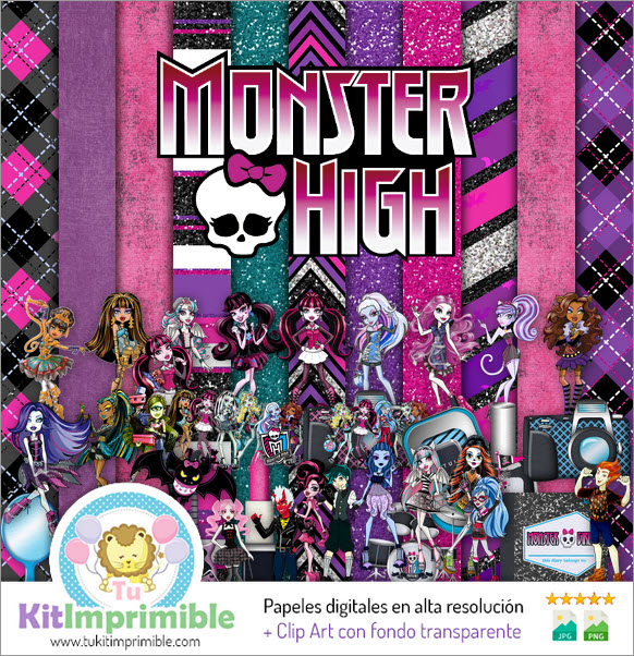 Monster High M4 Digital Paper - Patterns, Characters and Accessories