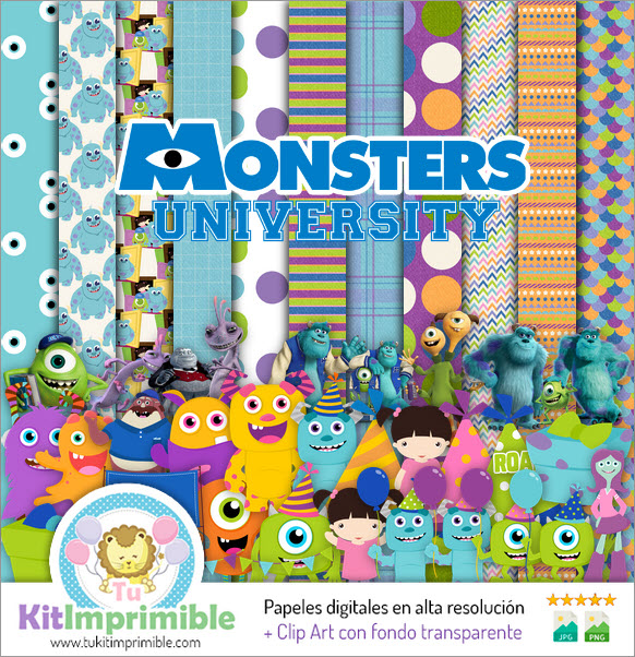Monsters Inc University M2 Digital Paper – Muster, Charaktere und Zubehör