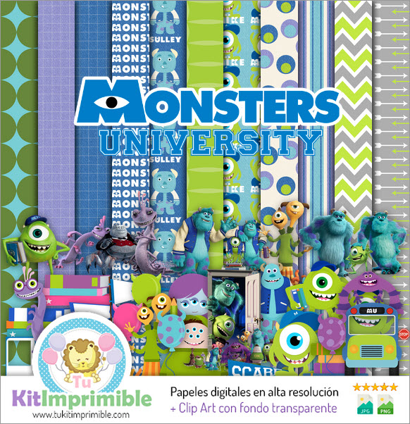Monsters Inc University M3 Digital Paper – Muster, Charaktere und Zubehör