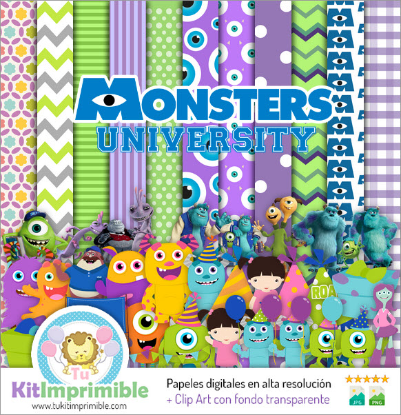 Monsters Inc University M5 Digital Paper – Muster, Charaktere und Zubehör