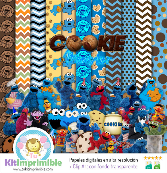 Cookie Monster Digital Paper M2 - Patterns, Characters and Accessories