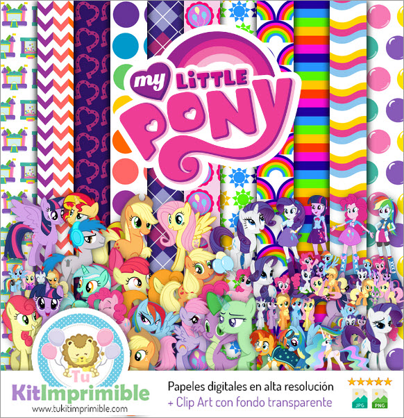 Papel digitalPapel Digital My Little Pony Equestria M8 - Patrones,  Personajes y Accesorios