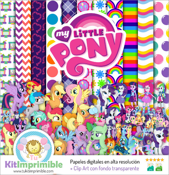 Papel digitalPapel Digital My Little Pony Equestria M4 - Patrones,  Personajes y Accesorios