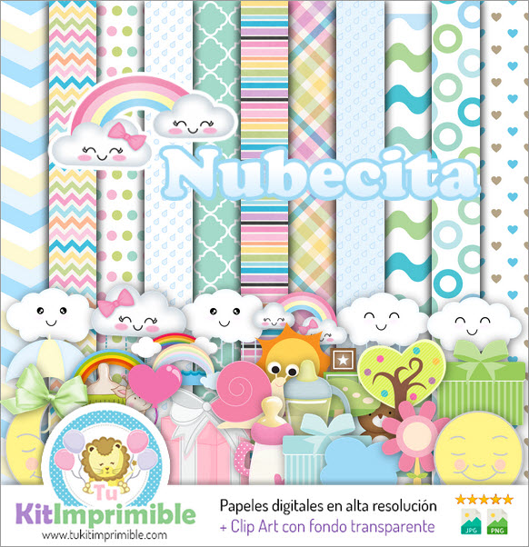 Papel Digital Nubecita M1 - Patrones, Personajes y Accesorios