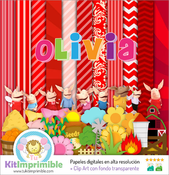 Olivia Pig Digital Paper M1 - Patterns, Characters and Accessories