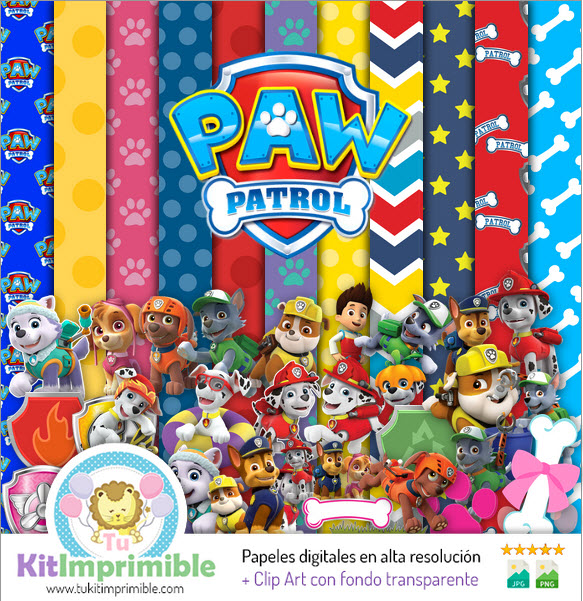 månedlige forholdet USA Digital Paper Paw Patrol M9 Digital Paper - Patterns, Characters and  Accessories