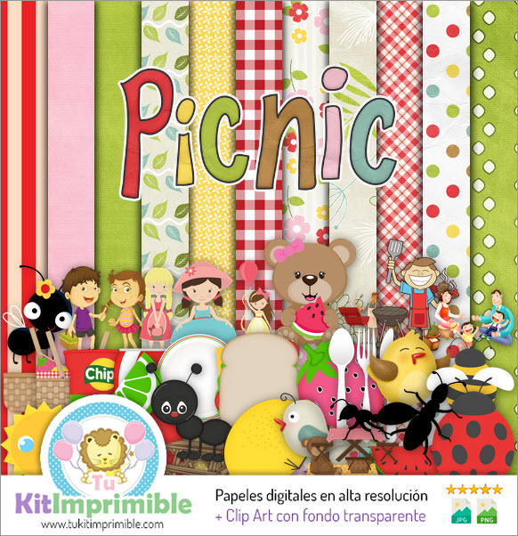Picnic Digital Paper M3 - Patterns, Characters and Accessories