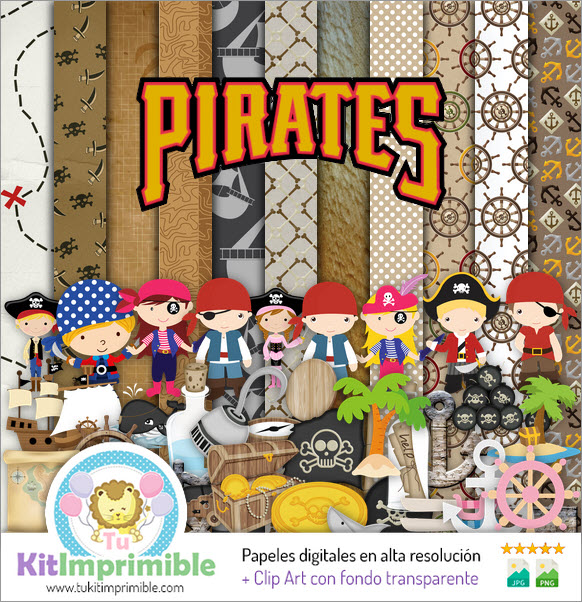 Digital Paper Pirates M1 - Patterns, Characters and Accessories