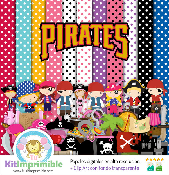 Pirates Digital Paper M4 - Patterns, Characters and Accessories