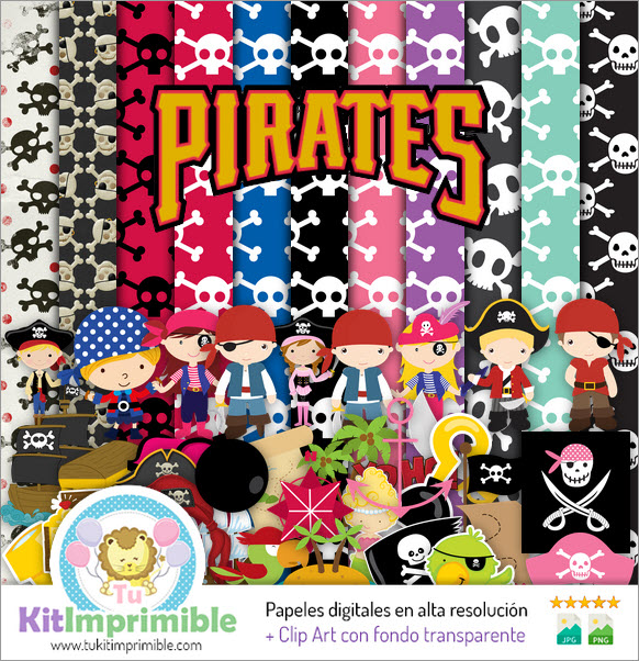 Digital Paper Pirates M6 - Patterns, Characters and Accessories