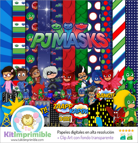 Papel Digital Pj Mask M1 - Patrones, Personajes y Accesorios