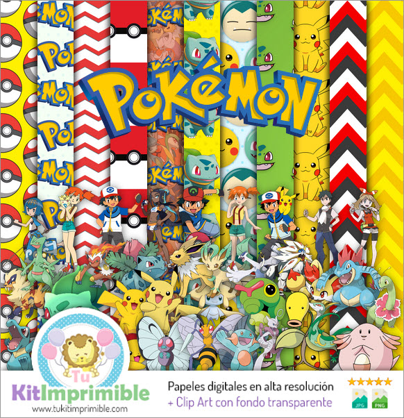 Papel digitalPapel Digital Pokemon M3 - Patrones, Personajes y Accesorios