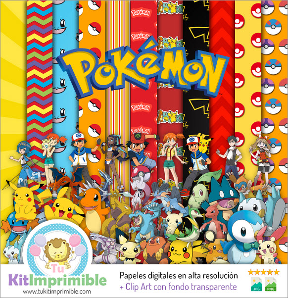 Papel digitalPapel Digital Pokemon M2 - Patrones, Personajes y Accesorios