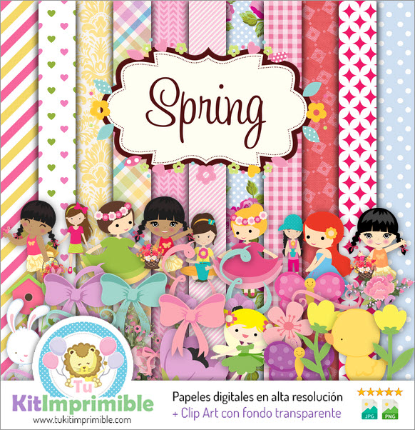 Primavera Digital Paper M7 - Patterns, Characters and Accessories
