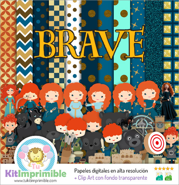 Papel Digital Princesa Merida Valiente M1 - Patrones, Personajes y Accesorios