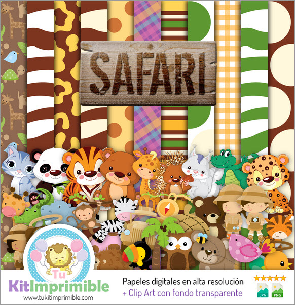 Papel Digital Safari Bebe M2 - Patrones, Personajes y Accesorios