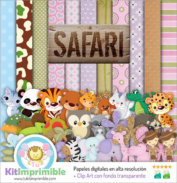 Papel Digital Safari Bebe M4 - Patrones, Personajes y Accesorios