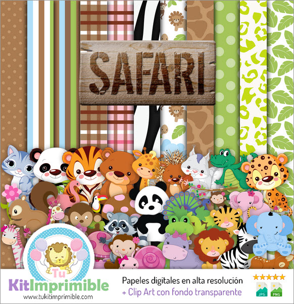 Papel Digital Safari Bebe M5 - Patrones, Personajes y Accesorios