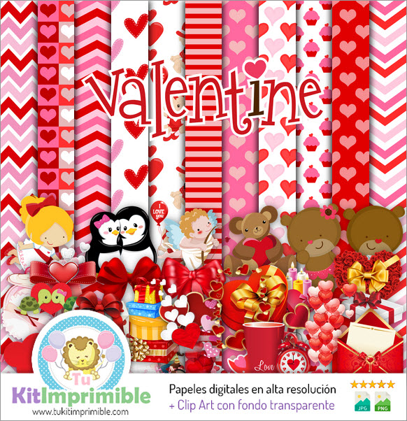 Digital Paper San Valentin M1 - Patterns, Characters and Accessories
