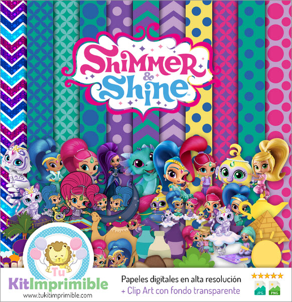 Digital Paper Shimmer and Shine M1 - Patterns, Characters and Accessories