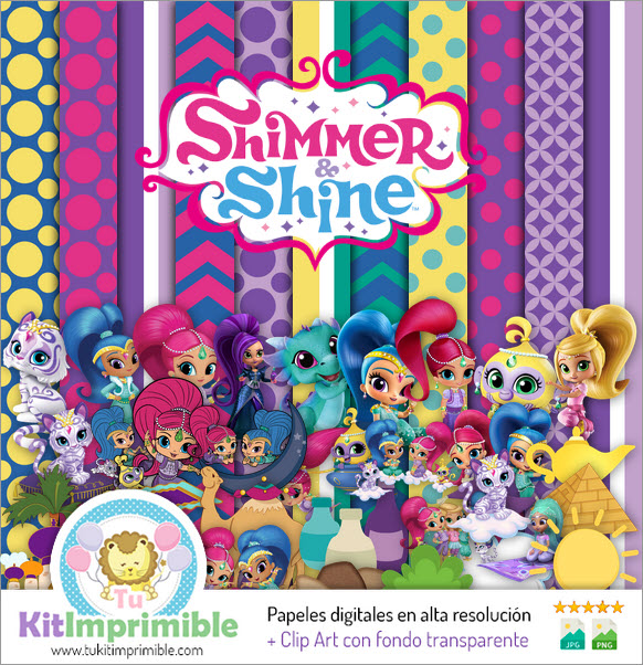 Shimmer and Shine Digital Paper M2 - Patterns, Characters and Accessories