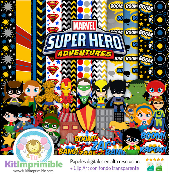 Super Heroes Digital Paper M5 - Patterns, Characters and Accessories