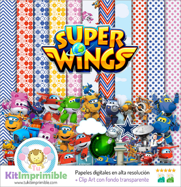 Super Wings Digital Paper M3 - Patterns, Characters and Accessories