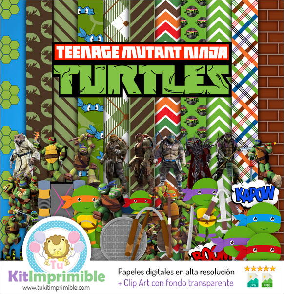 Papel Digital Tortugas Ninjas M1 - Patrones, Personajes y Accesorios