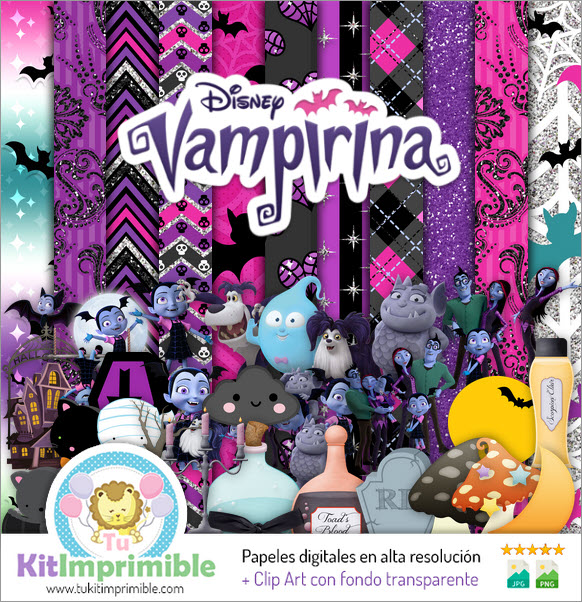 Papel Digital Vampirina M2 - Patrones, Personajes y Accesorios