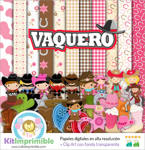 Papel Digital Vaquero Ranchera M1 - Patrones, Personajes y Accesorios