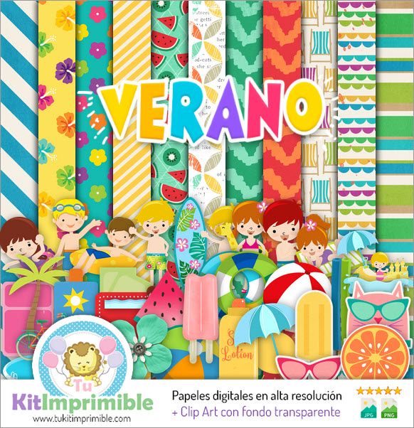 Summer Digital Paper M6 - Patterns, Characters and Accessories