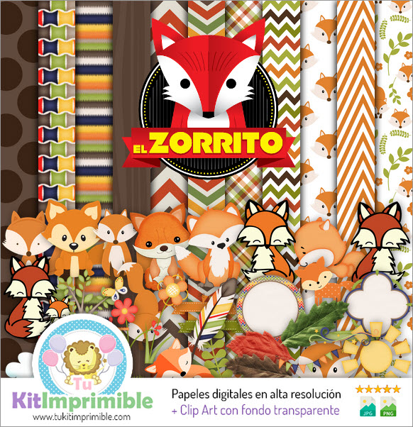 Papel Digital Zorrito M1 - Patrones, Personajes y Accesorios