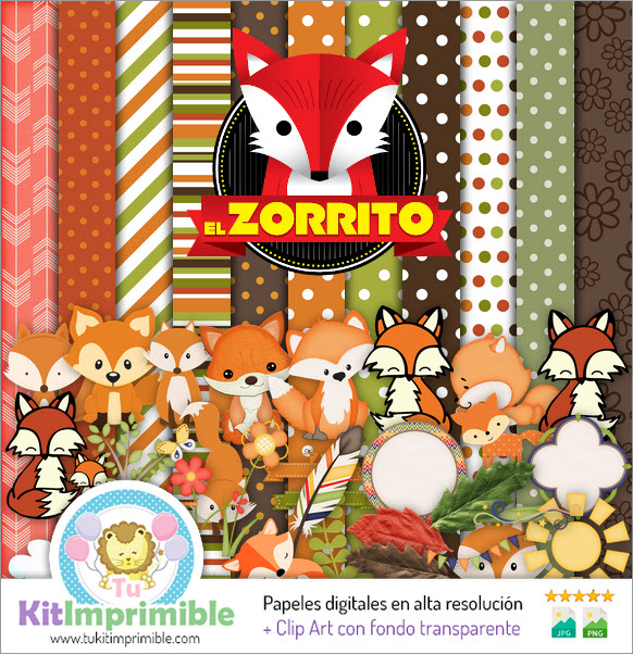 Papel Digital Zorrito M2 - Patrones, Personajes y Accesorios